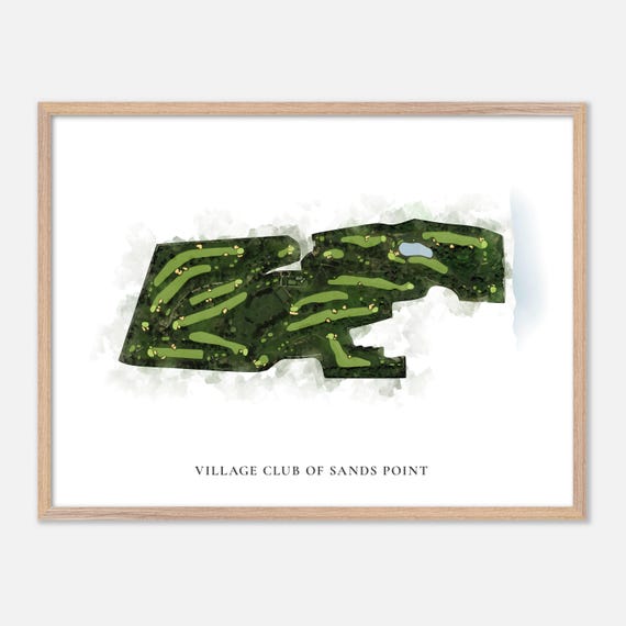 Village Club Of Sands Point In Port Washington New York Classic Watercolor Map Golfer Gift Golf Wall Art Golf Poster Print