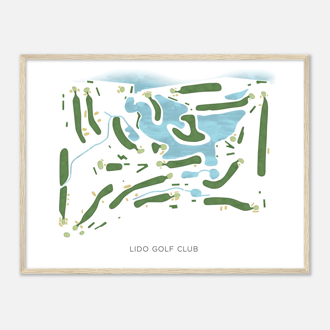 Lido Golf Club Modern Style Watercolor Golf Course Map Poster - Image 2