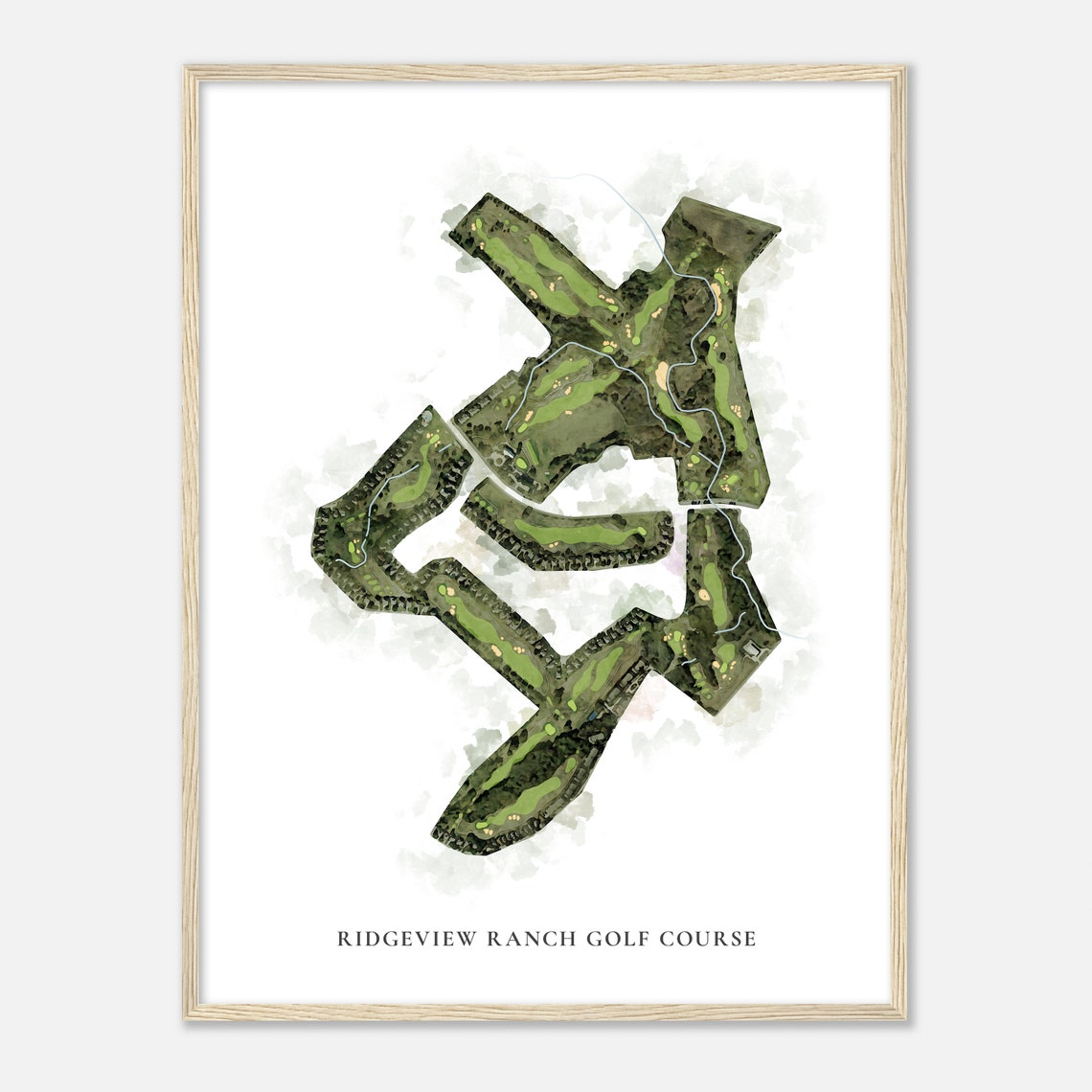 Ridgeview Ranch Golf Course Texas Classic Watercolor Golf Map Poster - Image 2