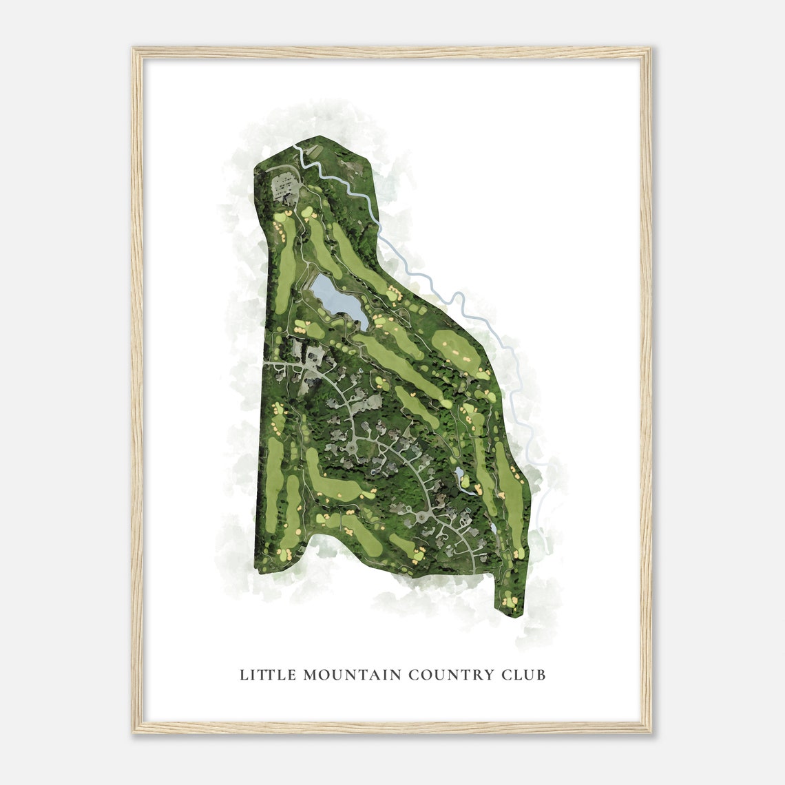 Little Mountain Country Club Ohio Watercolor Golf Course Map Poster - Image 2