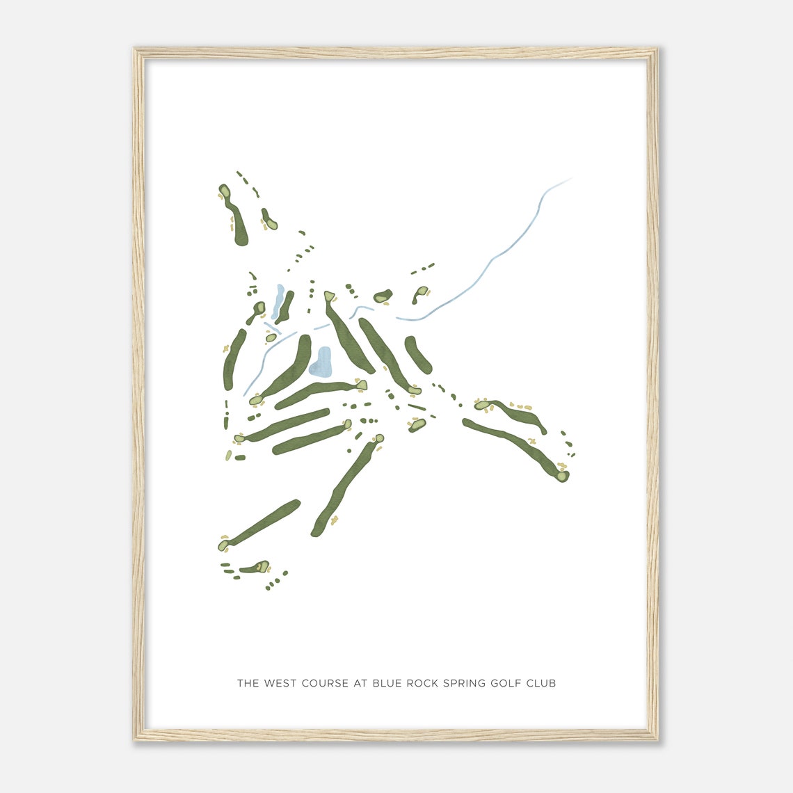 Blue Rock Spring West Course Modern Minimalist Watercolor Map Print - Image 2