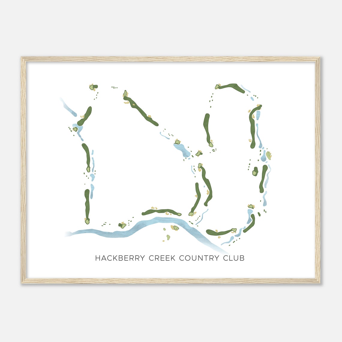 Hackberry Creek Country Club Minimalist Golf Course Map Poster
