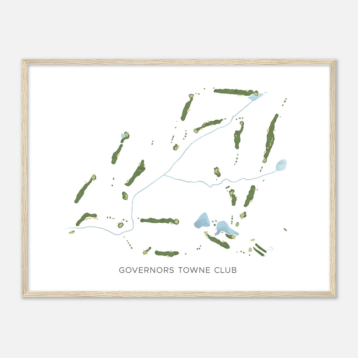 Governors Towne Club Beautiful Minimalist Fairway Line Map Art Poster - Image 2