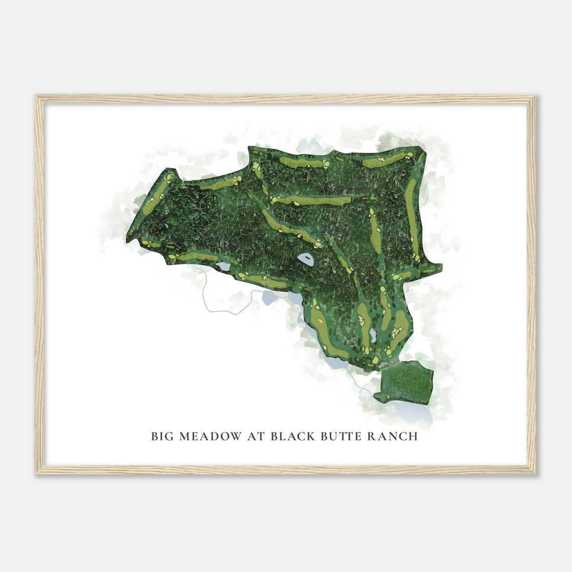 Big Meadow At Black Butte Ranch Classic Watercolor Golf Map Poster - Image 2