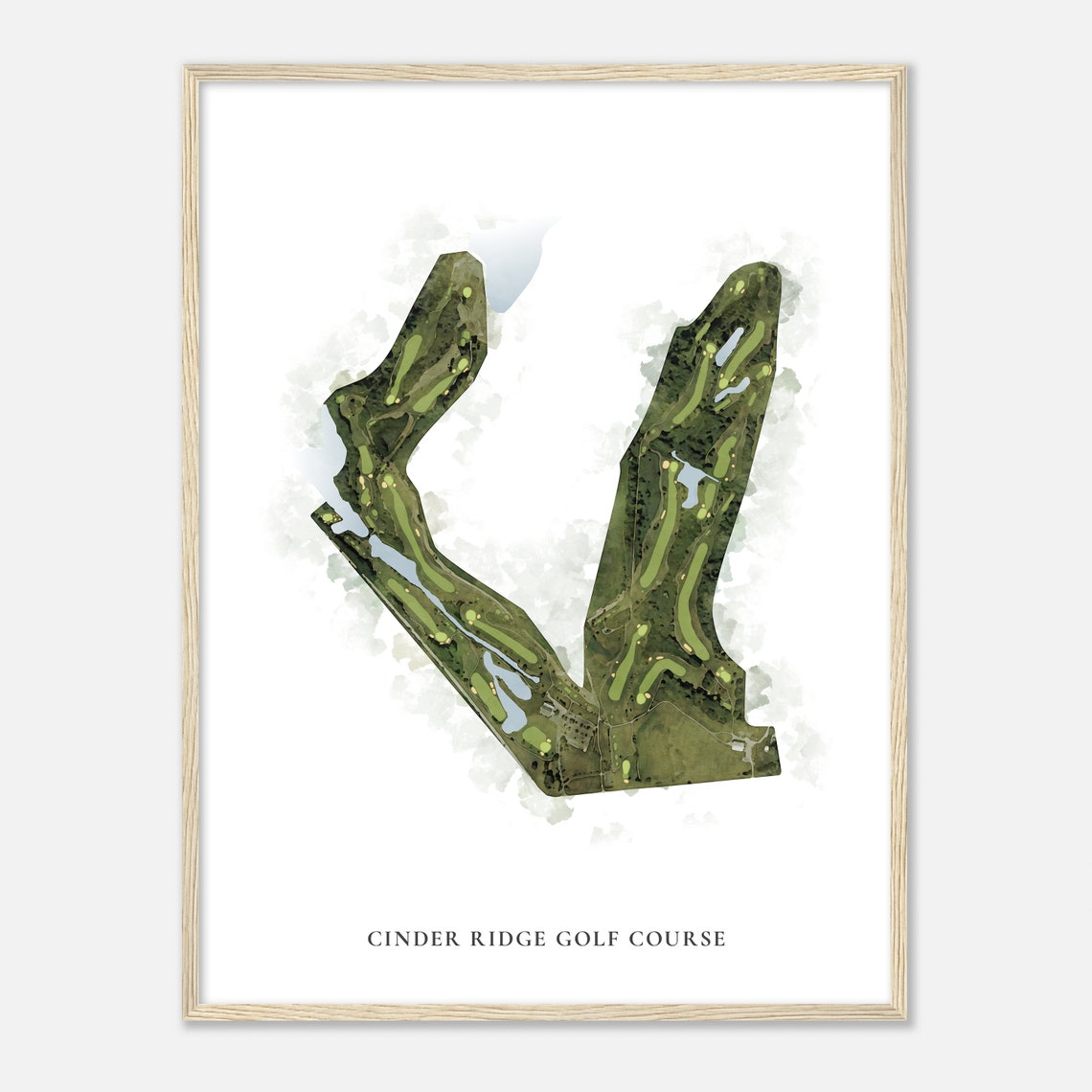 Cinder Ridge Golf Course Classic Aerial Watercolor Map Wall Art - Image 2