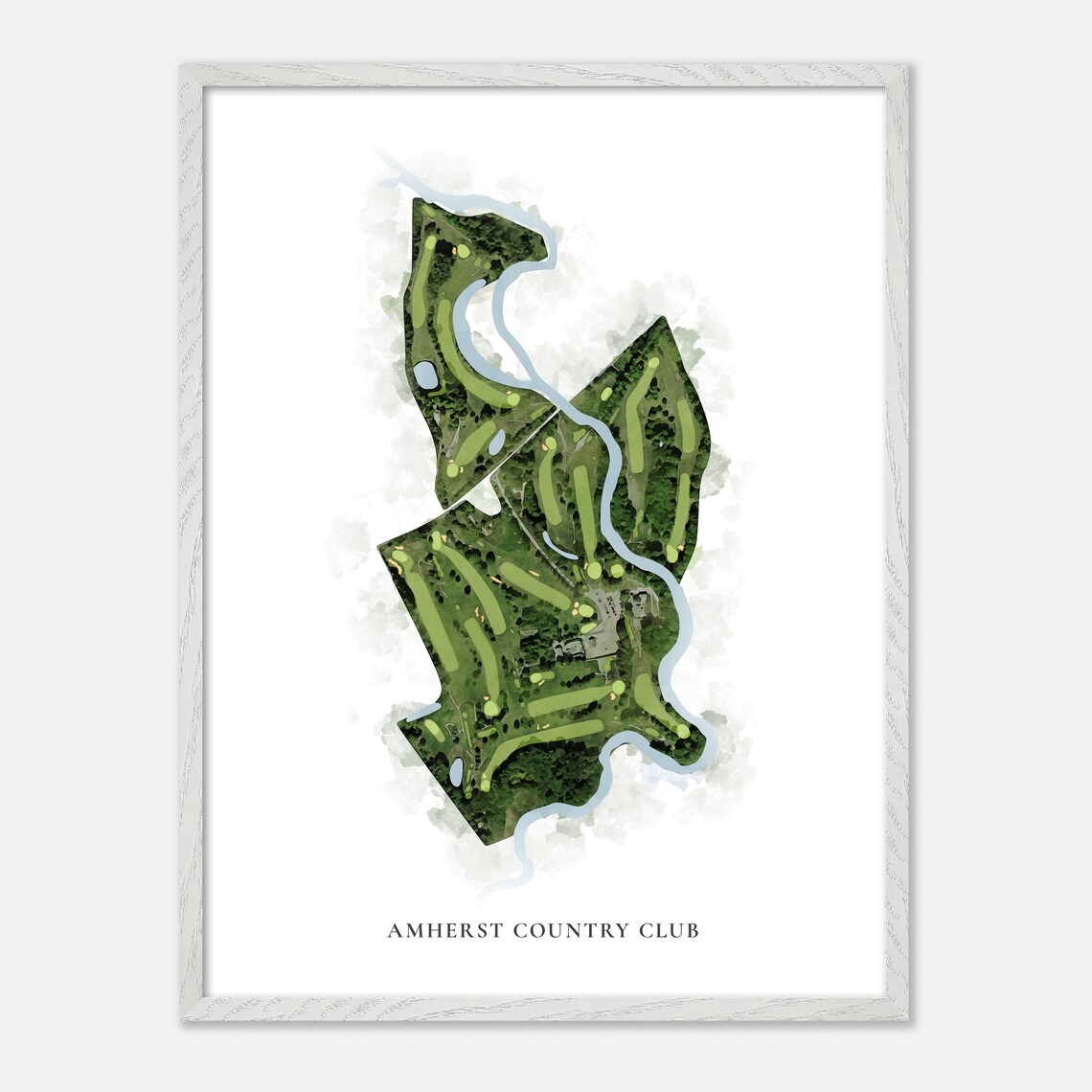 Amherst Country Club New Hampshire Classic Watercolor Map Poster - Image 2