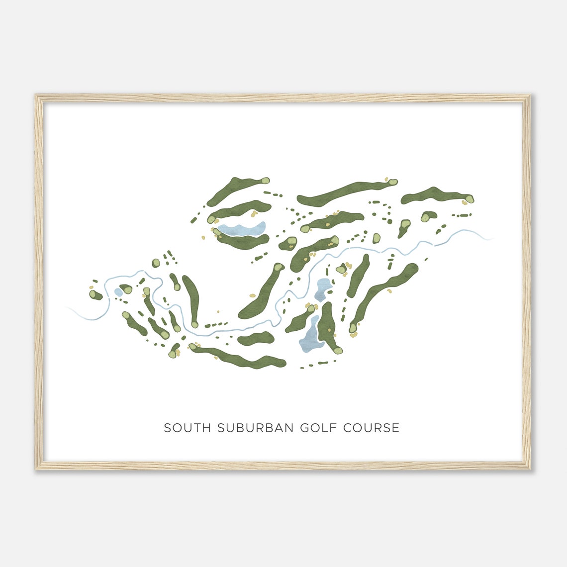 South Suburban Golf Course Modern Watercolor Map Golfer Gift Poster - Image 2