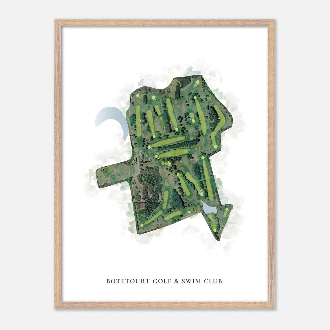 Botetourt Golf and Swim Club Watercolor Aerial Course Map Poster - Image 6