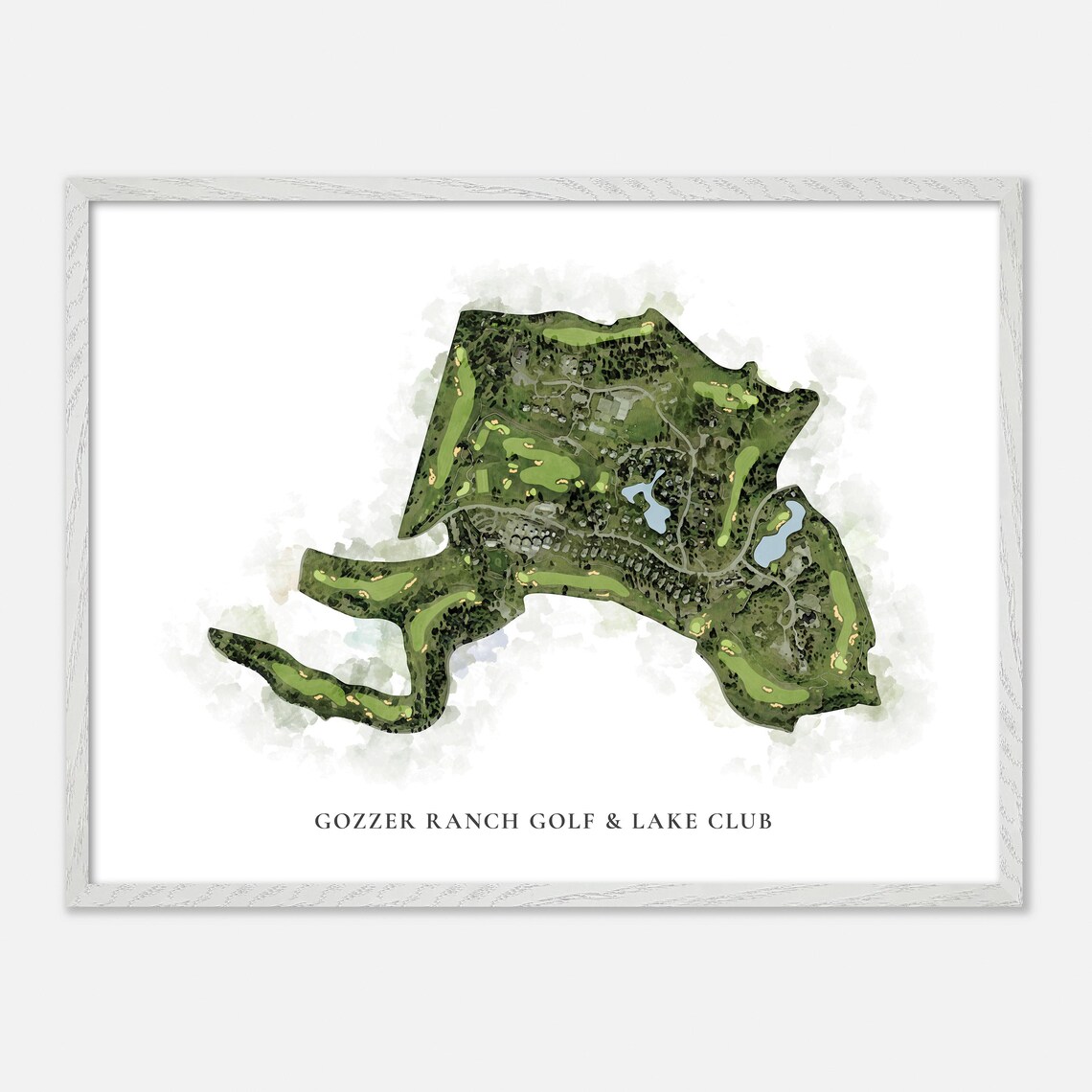Gozzer Ranch Golf & Lake Club Harrison Idaho Classic Watercolor Golf Map Poster - Image 4