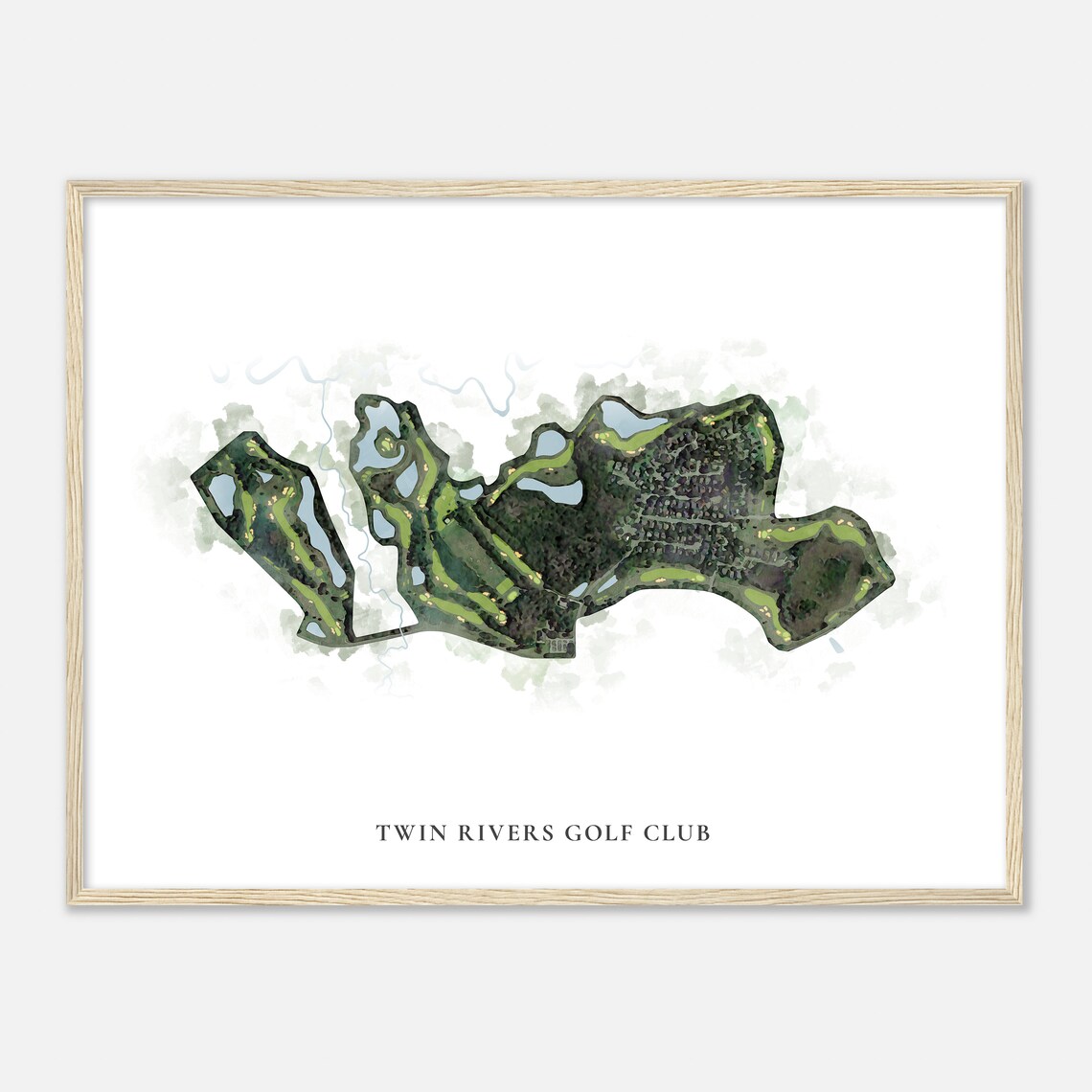 Twin Rivers Golf Club Florida Watercolor Map Art Print