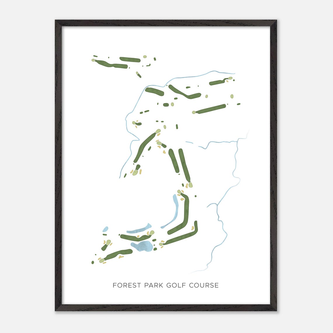 Forest Park Golf Course Indiana Modern Watercolor Map Poster - Image 3