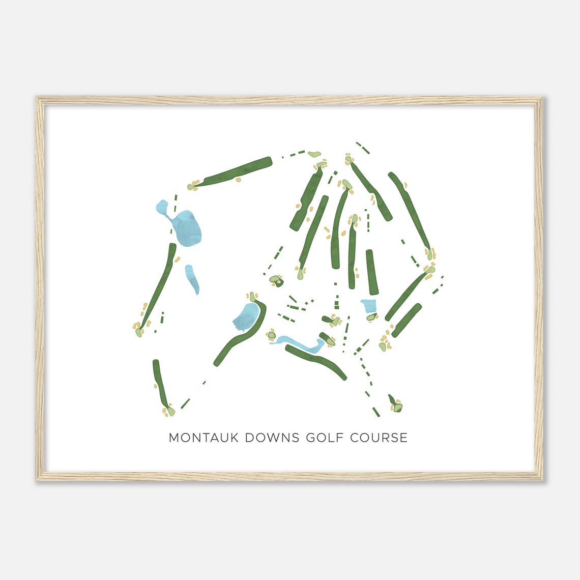 Montauk Downs Golf Course New York Modern Watercolor Golf Map Poster - Image 2