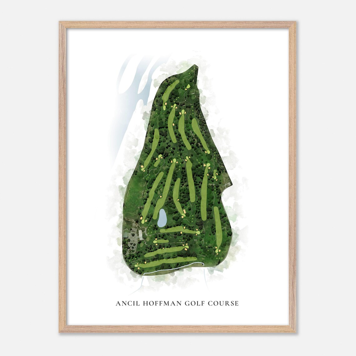 Ancil Hoffman Golf Course Carmichael California Classic Watercolor Golf Map Poster - Image 6