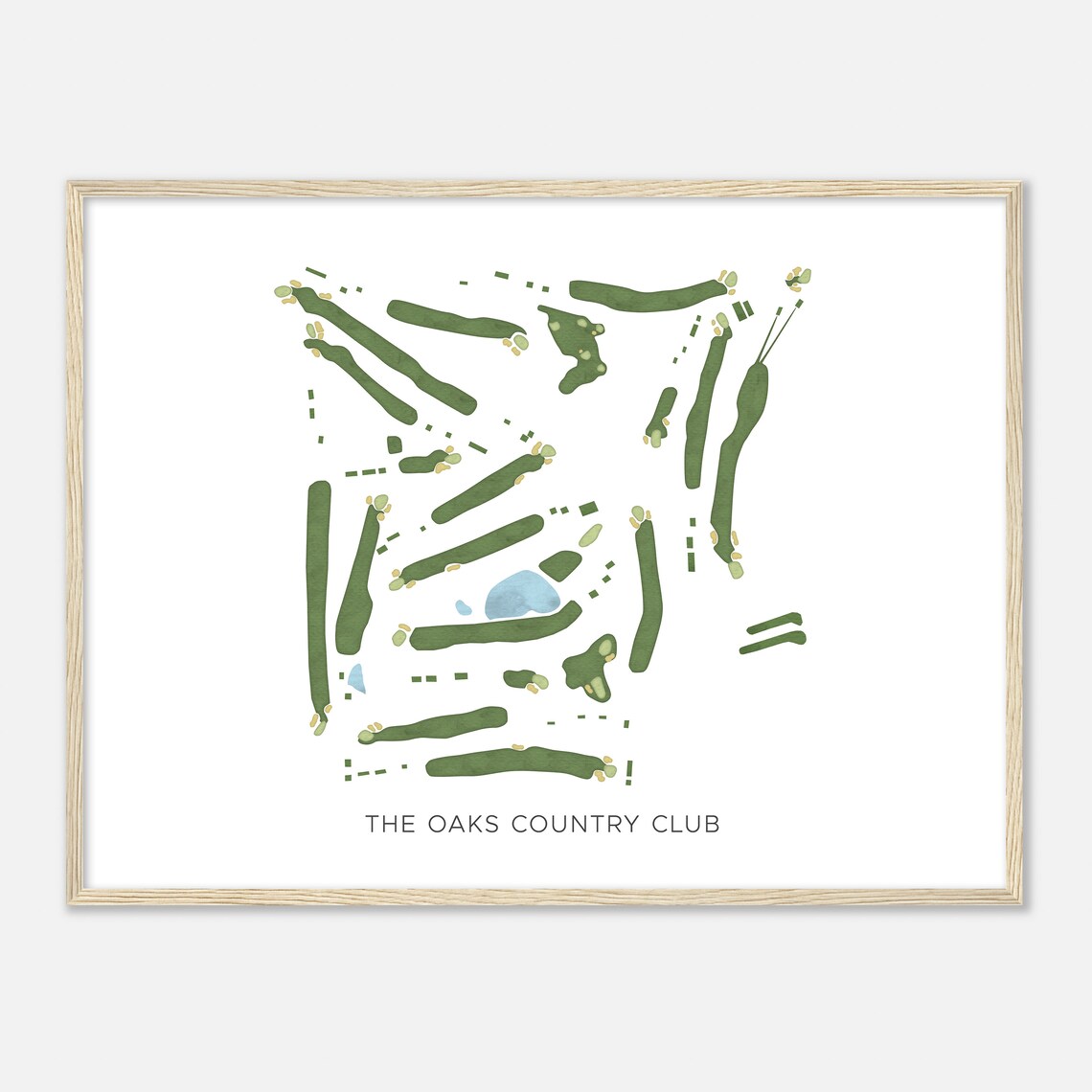 The Oaks Country Club Oklahoma Modern Watercolor Golf Course Map Poster