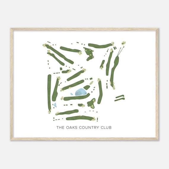 The Oaks Country Club Oklahoma Modern Watercolor Map Golfer Gift Golf Wall Art Golf Poster Print Course Layout