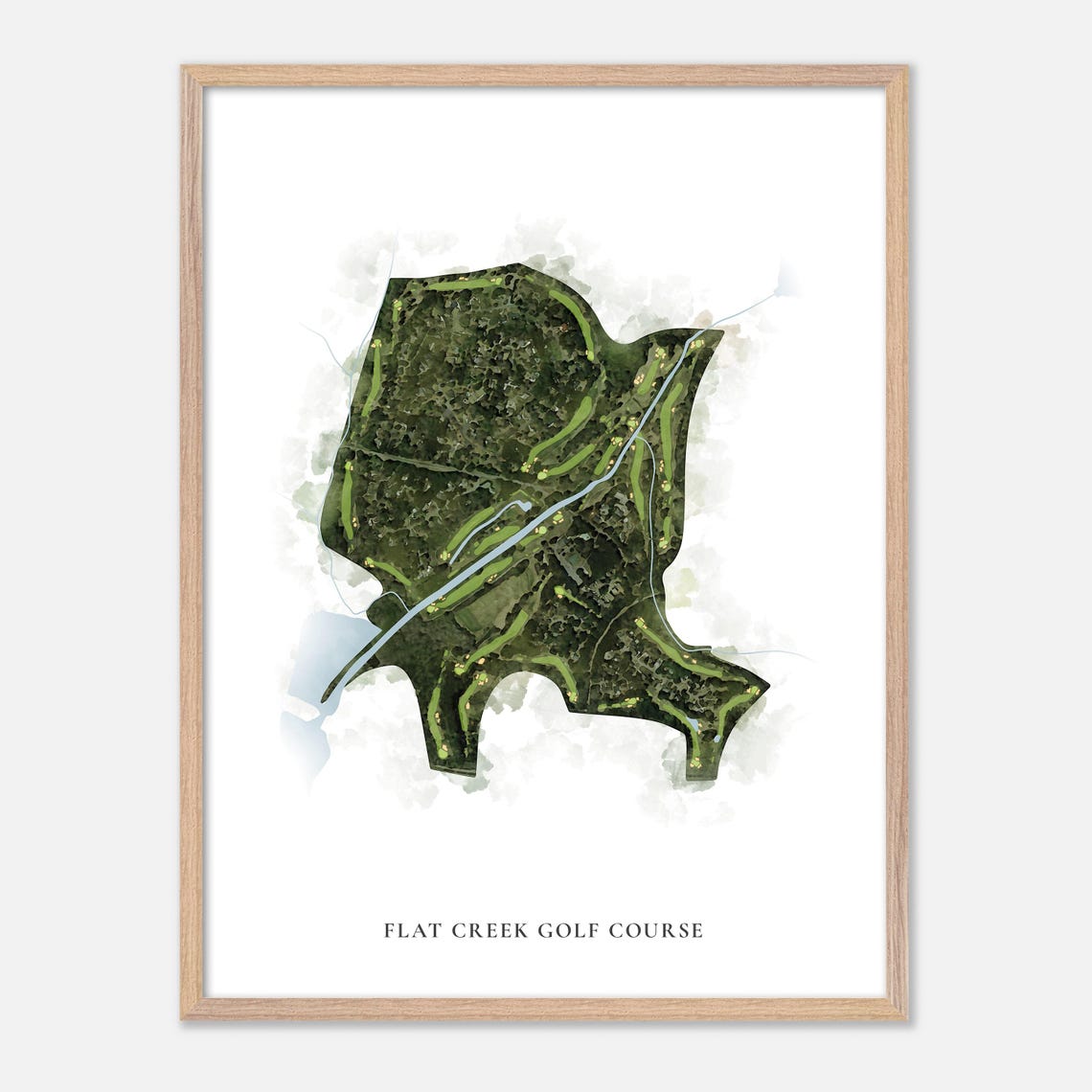 Flat Creek Golf Course Classic Aerial Watercolor Map Art Poster - Image 2