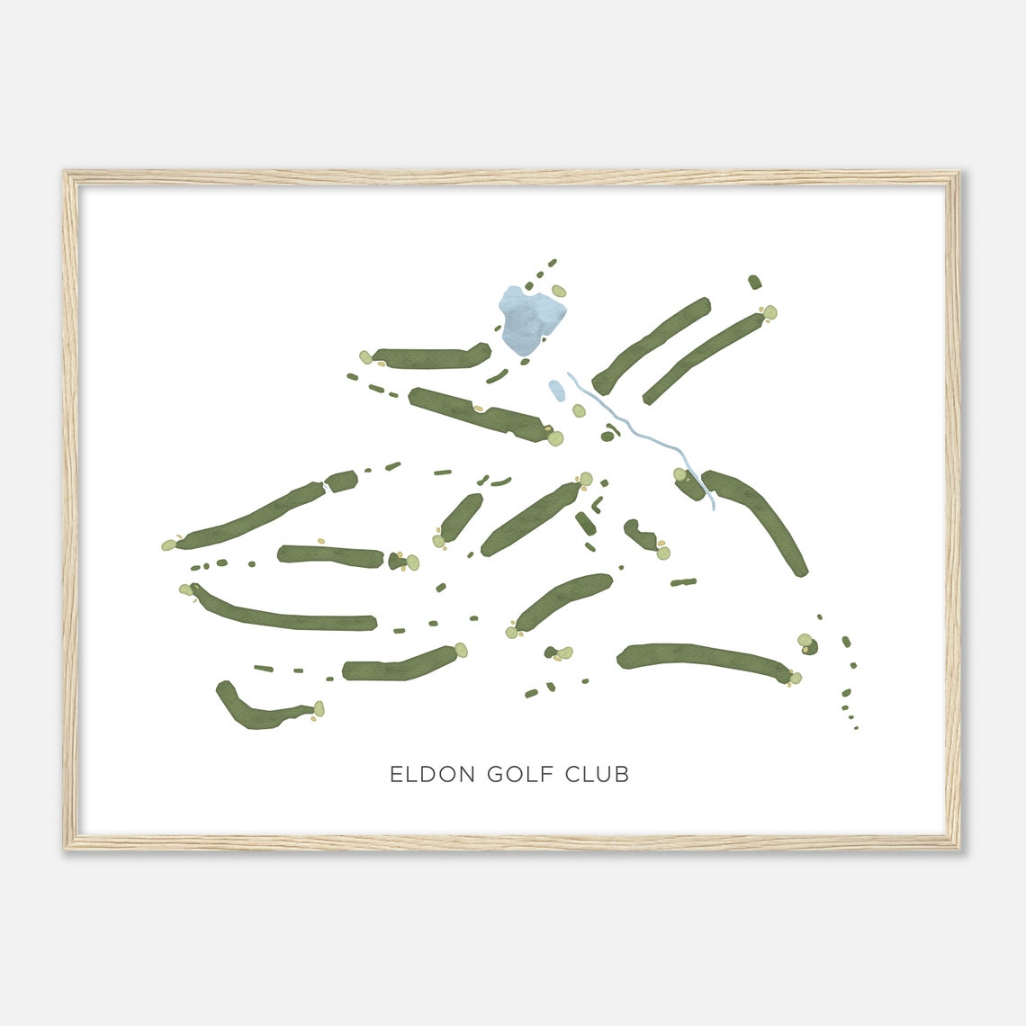 Eldon Golf Club Modern Minimalist Watercolor Golf Map Poster
