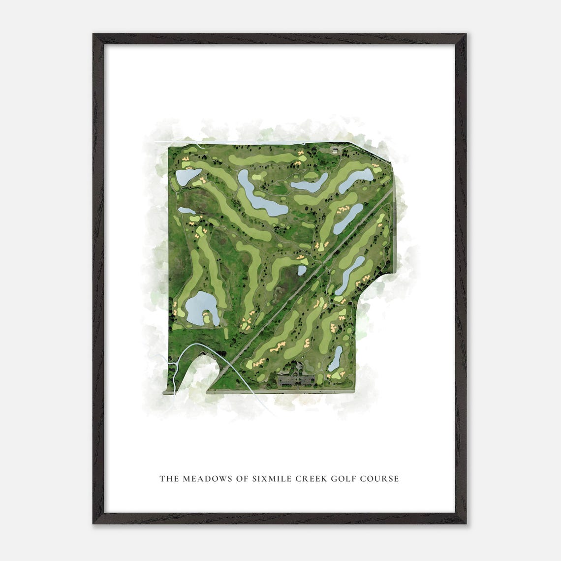 The Meadows of Sixmile Creek Golf Course Watercolor Aerial Map Poster - Image 3