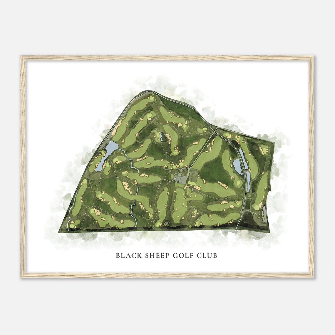 Black Sheep Golf Club Illinois Watercolor Map Print