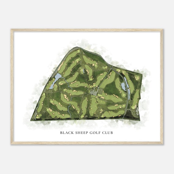 Black Sheep Golf Club Illinois Watercolor Map Print