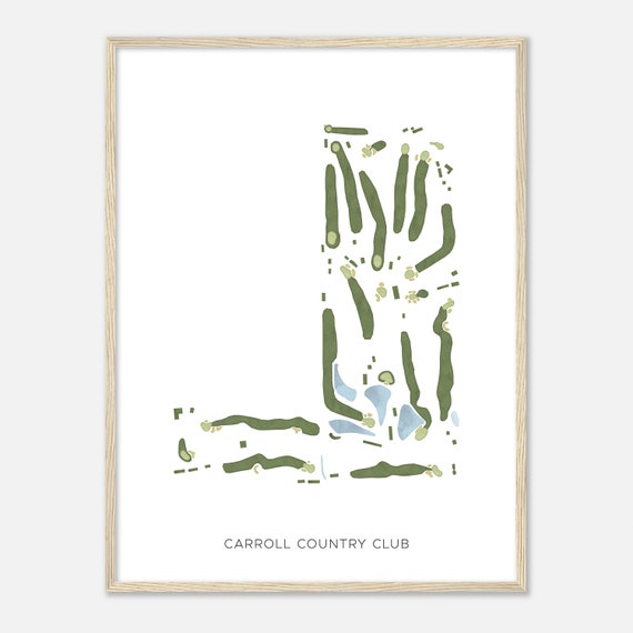 Carroll Country Club Iowa Modern Watercolor Map Golfer Gift Golf Wall Art Golf Poster Print Course Layout
