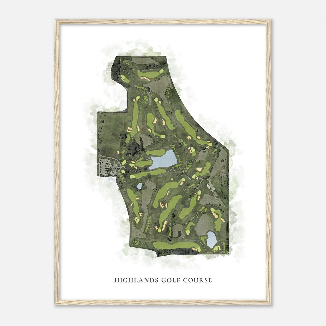 Highlands Golf Course Nebraska Watercolor Map Art Print - Image 2