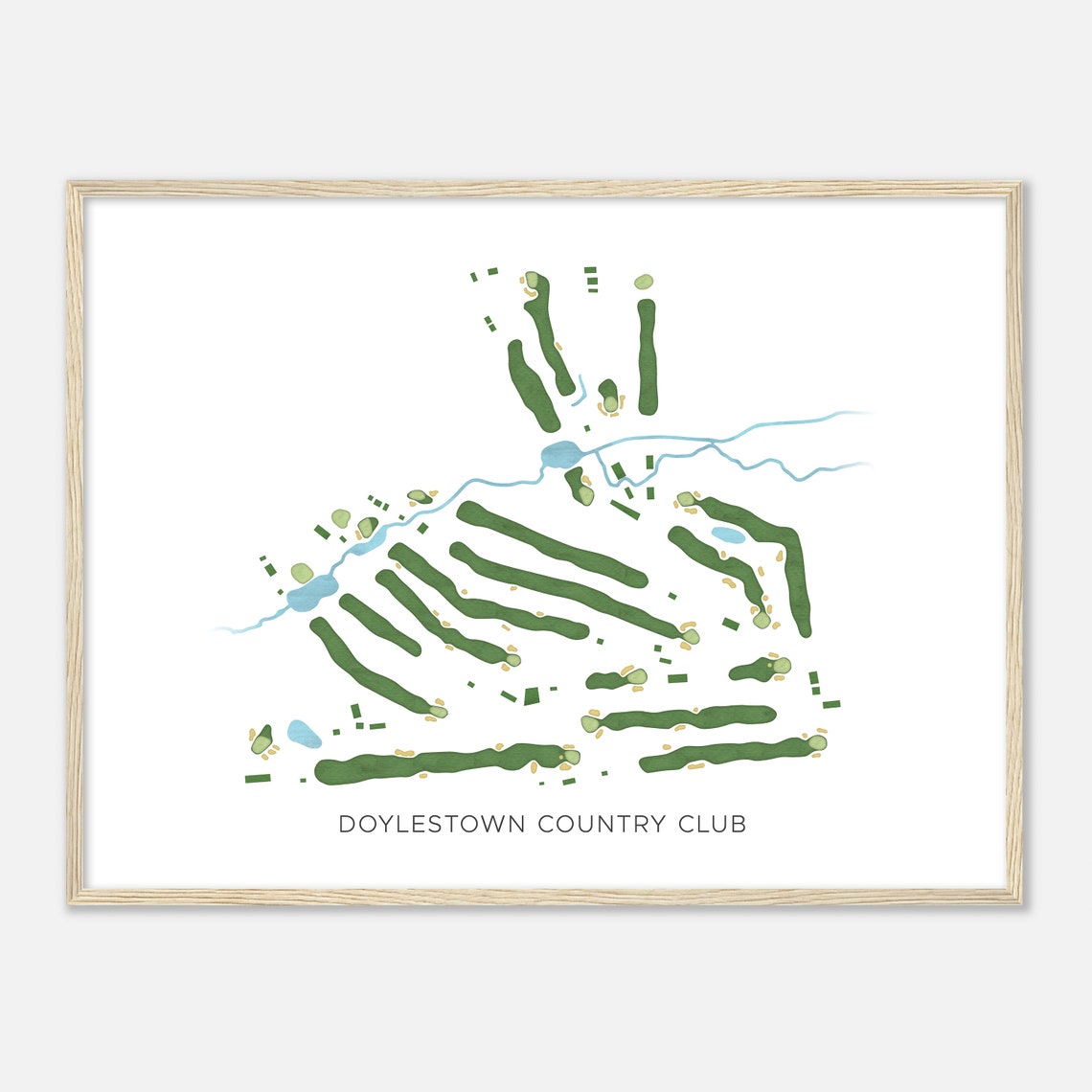 Doylestown Country Club Modern Watercolor Golf Course Map Poster