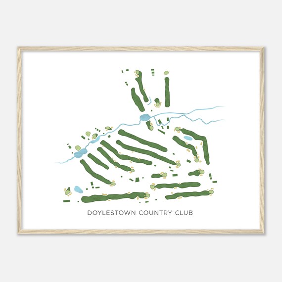 Doylestown Country Club Pennsylvania Modern Watercolor Map Golfer Gift Golf Wall Art Golf Poster Print Course Layout