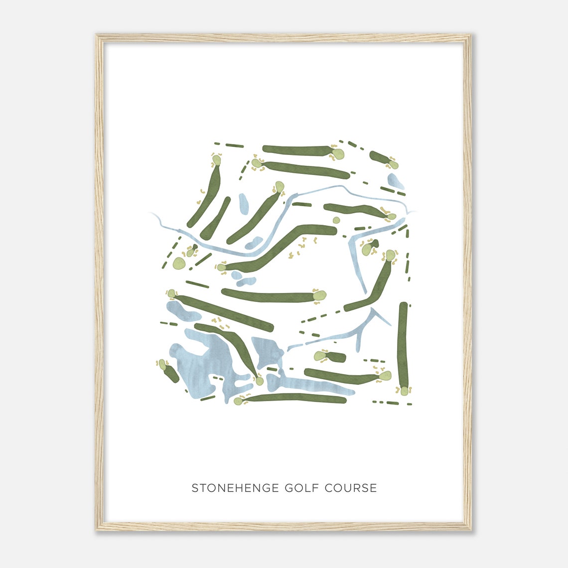 Stonehenge Golf Course Modern Watercolor Layout Art Map Poster - Image 2