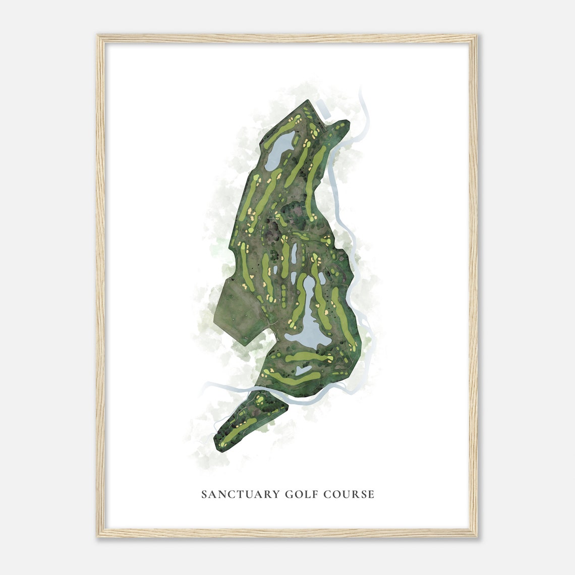 Sanctuary Golf Course Watercolor Course Map Golfer Gift Poster - Image 2