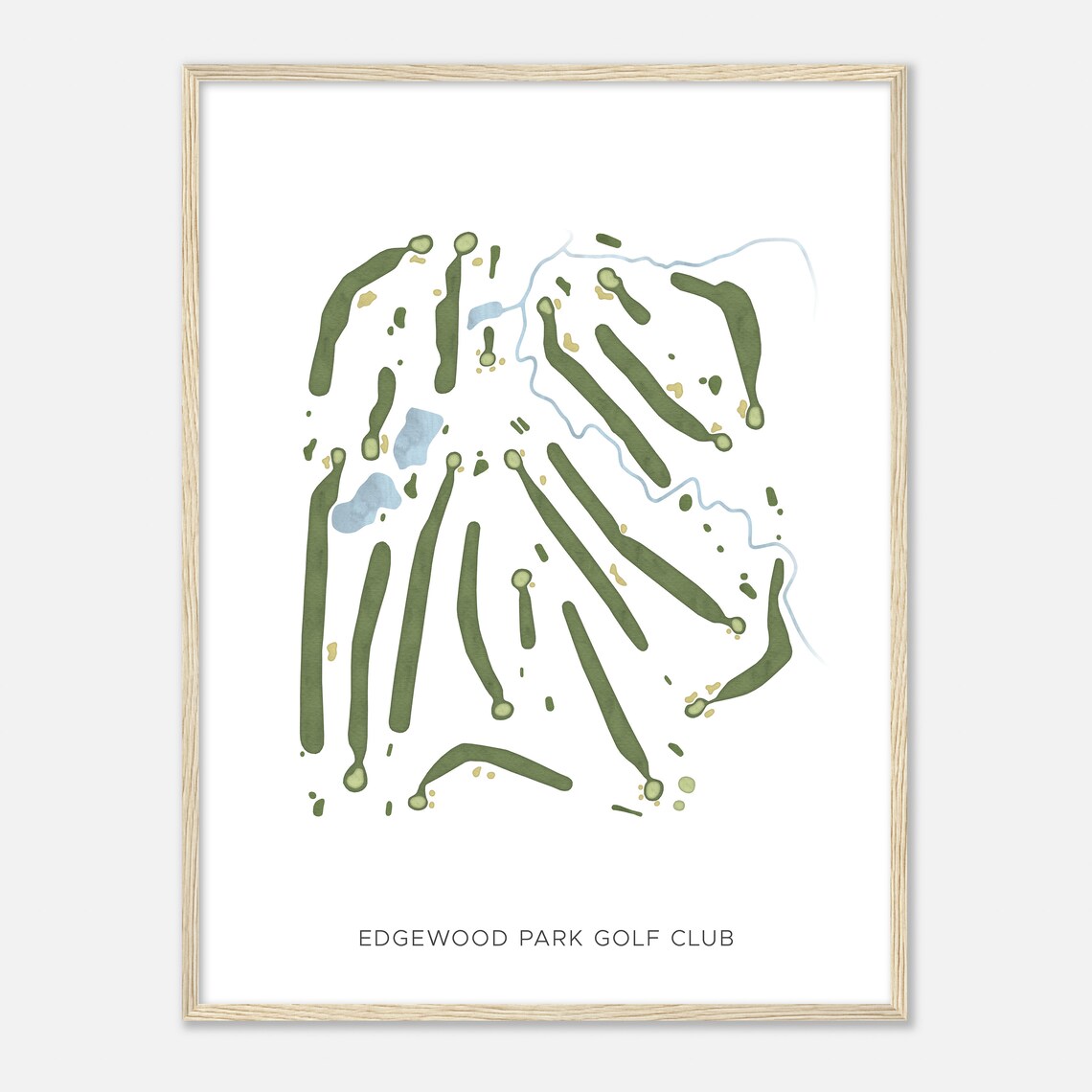 Edgewood Park Golf Club Modern Minimalist Watercolor Map Poster - Image 2