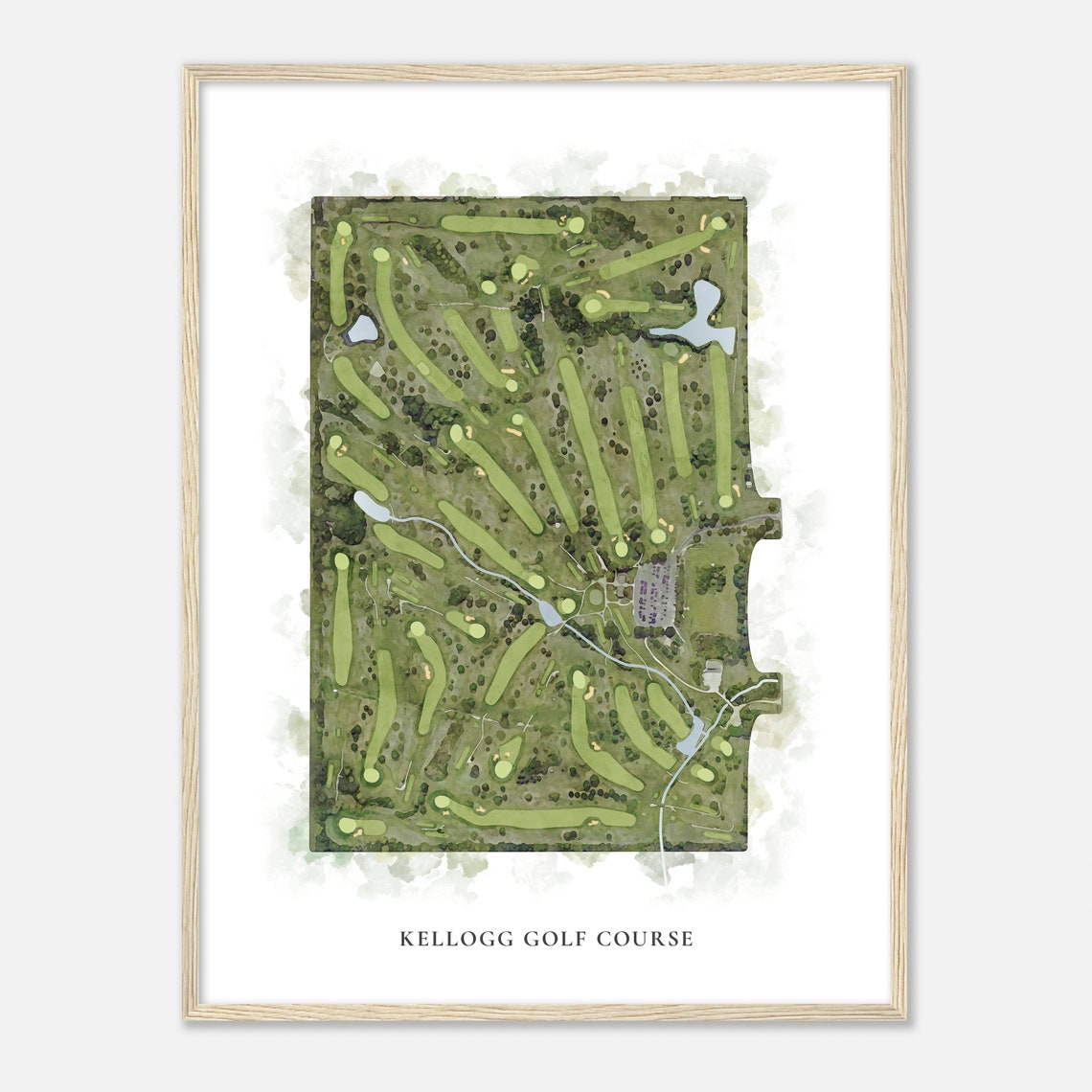 Kellogg Golf Course Illinois Classic Watercolor Map Golfer Gift Golf Wall Art Golf Poster Print Course Layout - Image 2