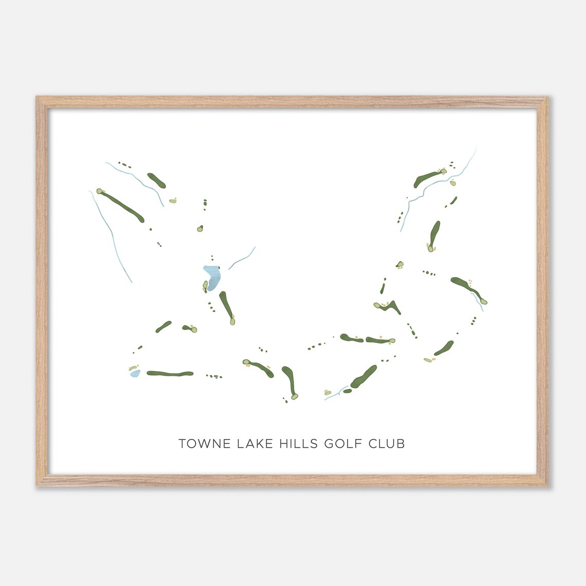 Towne Lake Hills Golf Club Georgia Modern Watercolor Map Poster