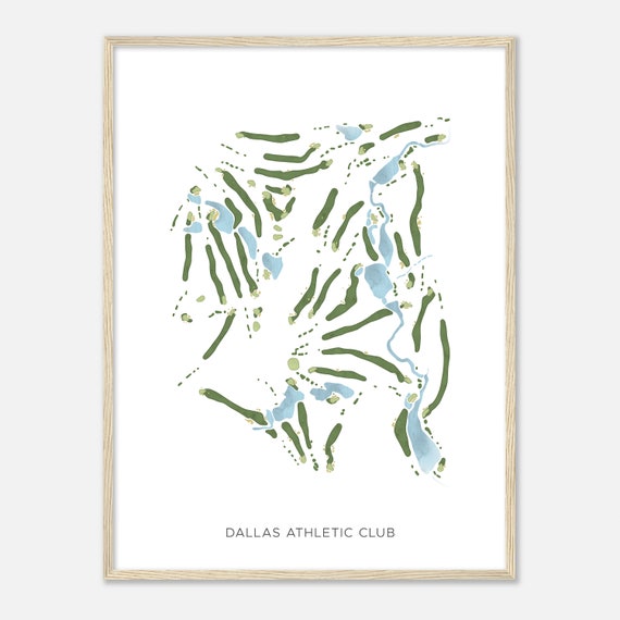 Dallas Athletic Club Texas Modern Watercolor Map Golfer Gift Golf Wall Art Golf Poster Print Course Layout