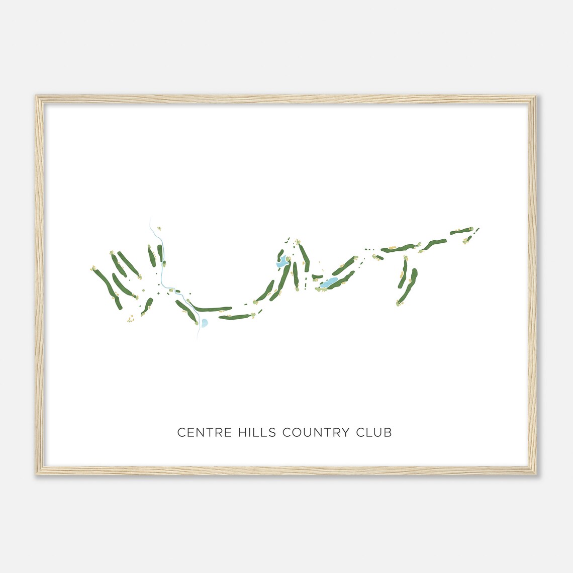Centre Hills Country Club Modern Watercolor Golf Course Map Poster - Image 2