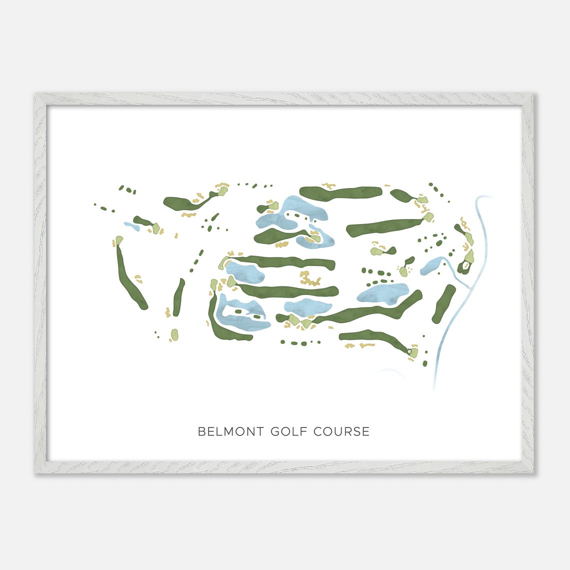 Belmont Golf Course Modern Minimalist Watercolor Golf Map Poster - Image 3