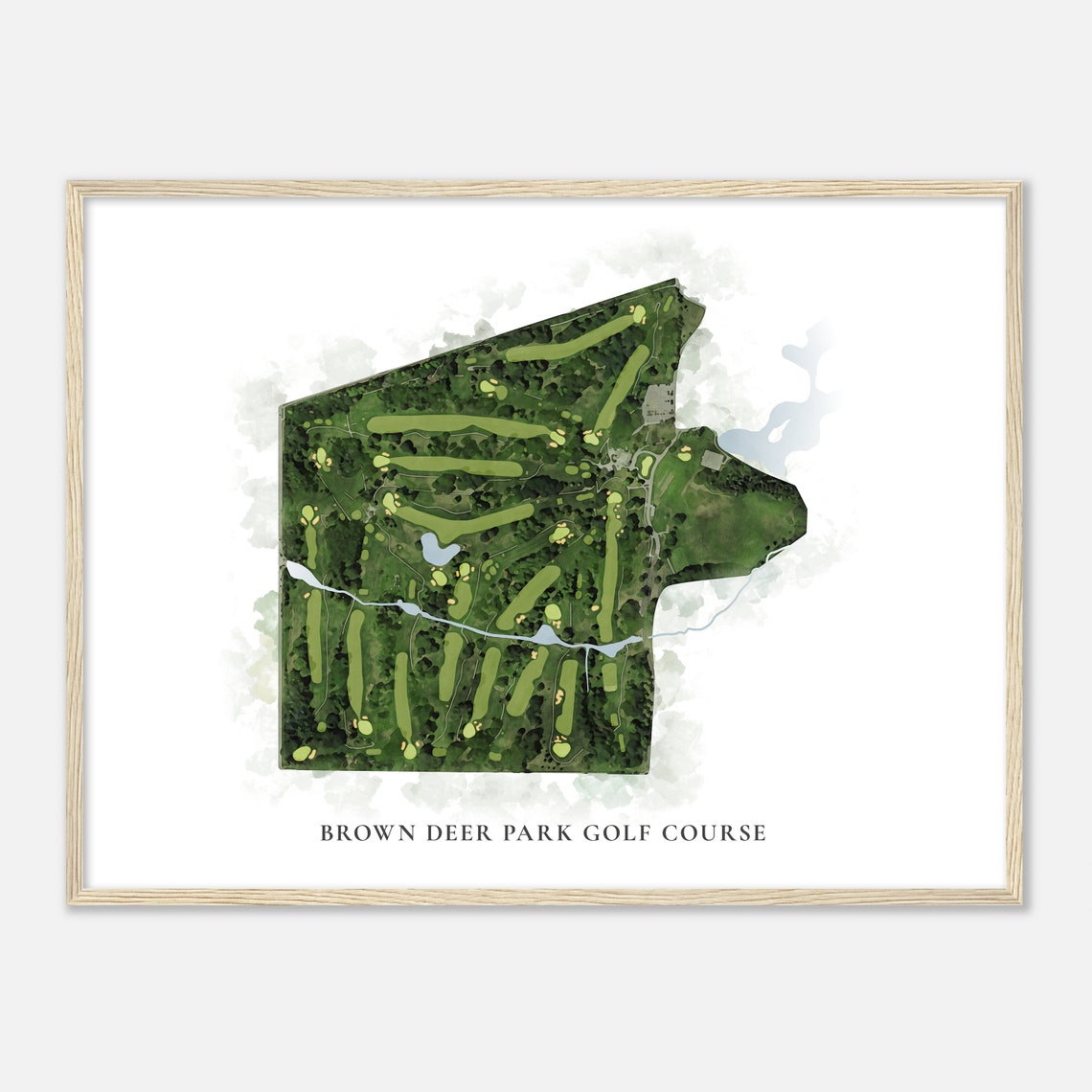 Brown Deer Park Golf Course Watercolor Aerial Map Golfer Gift Poster - Image 2