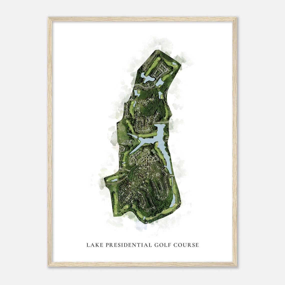 Lake Presidential Golf Course Watercolor Aerial Map Golfer Poster - Image 2