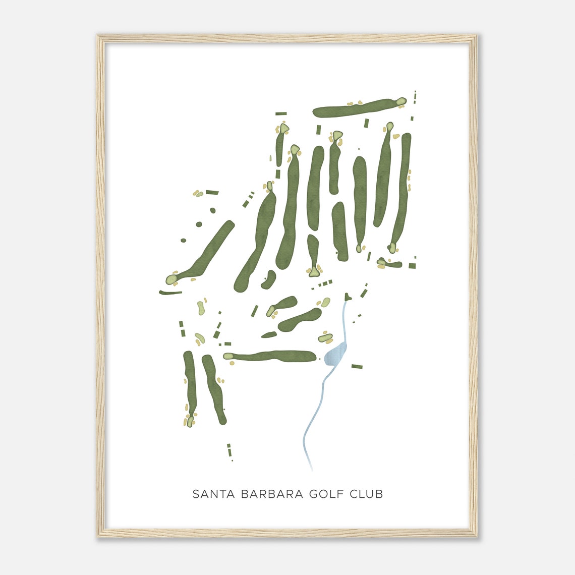 Santa Barbara Golf Club California Watercolor Course Map Poster