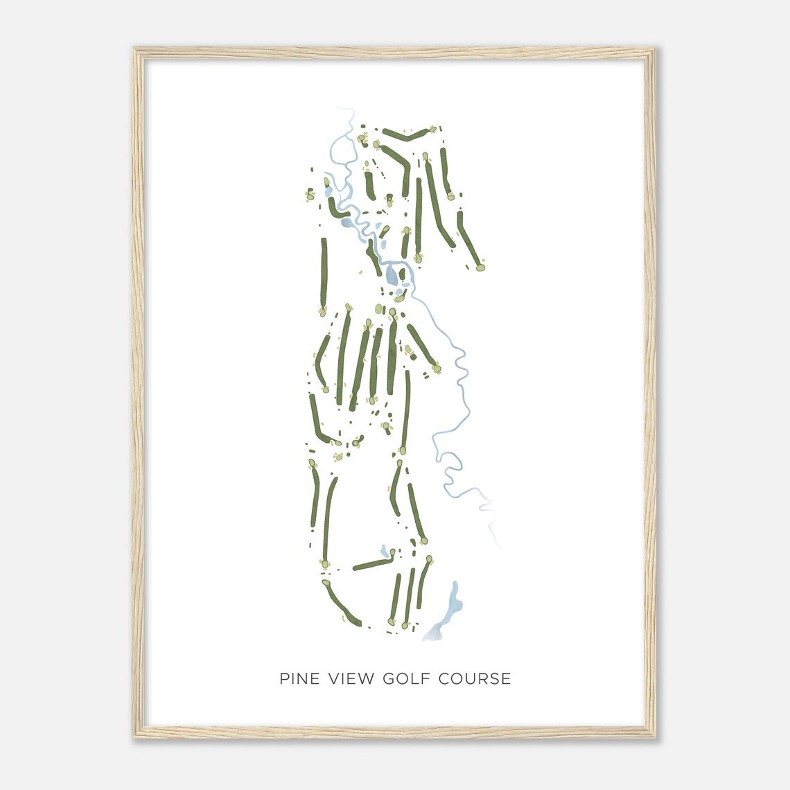Pine View Golf Course Minimalist Golf Map Art Print For Golfers