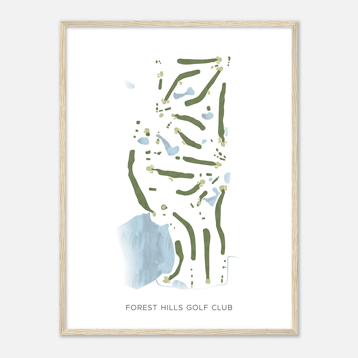 Forest Hills Golf Club Minnesota Modern Watercolor Course Map Poster - Image 2