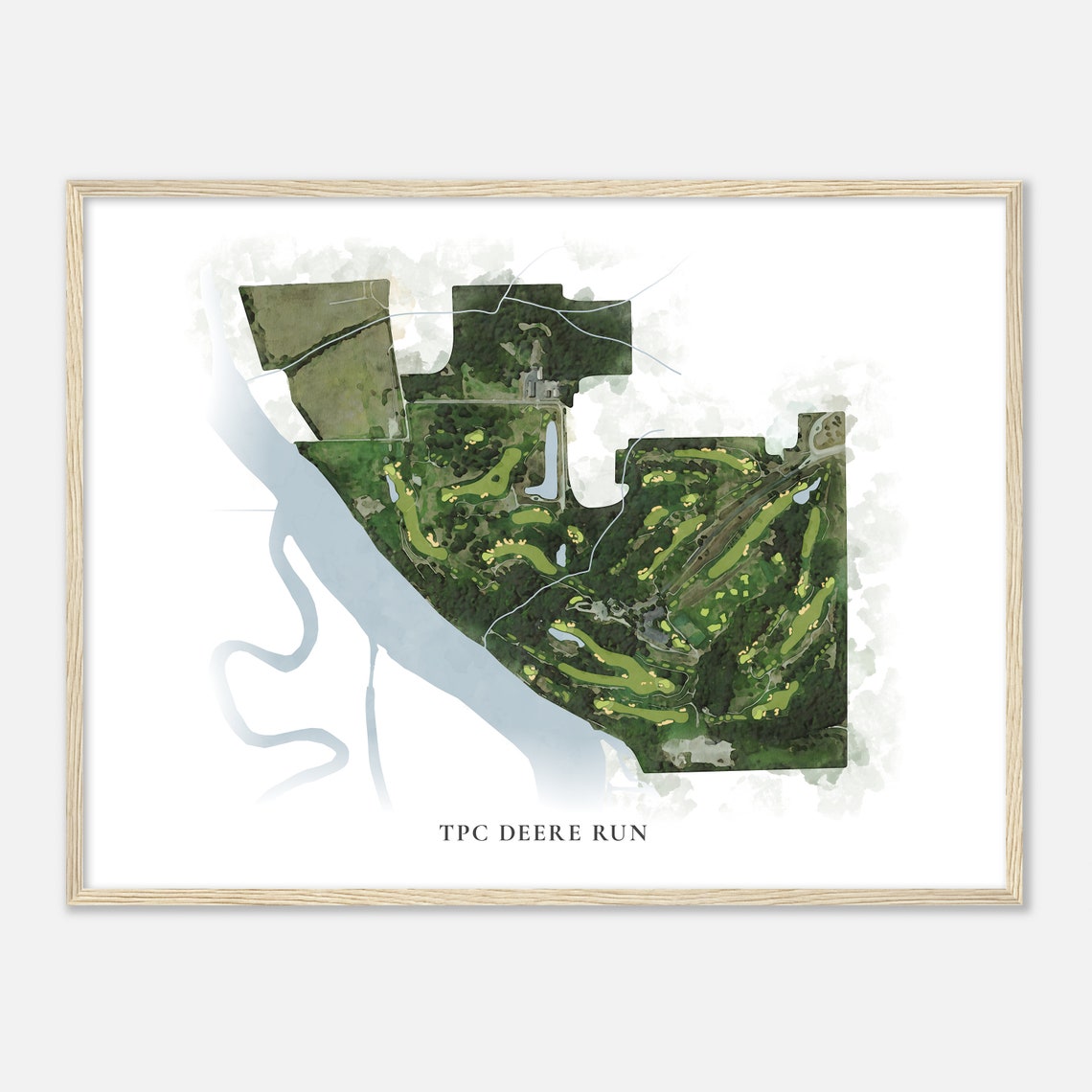 Tpc Deere Run Illinois Classic Watercolor Map Golfer Gift Golf Wall Art Golf Poster Print Course Layout
