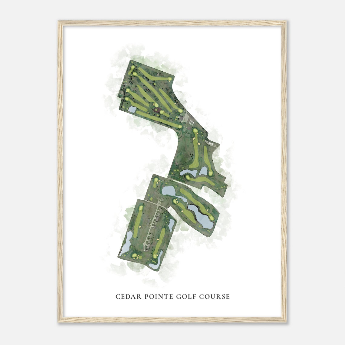 Cedar Pointe Golf Course Watercolor Aerial Map Golfer Gift Poster