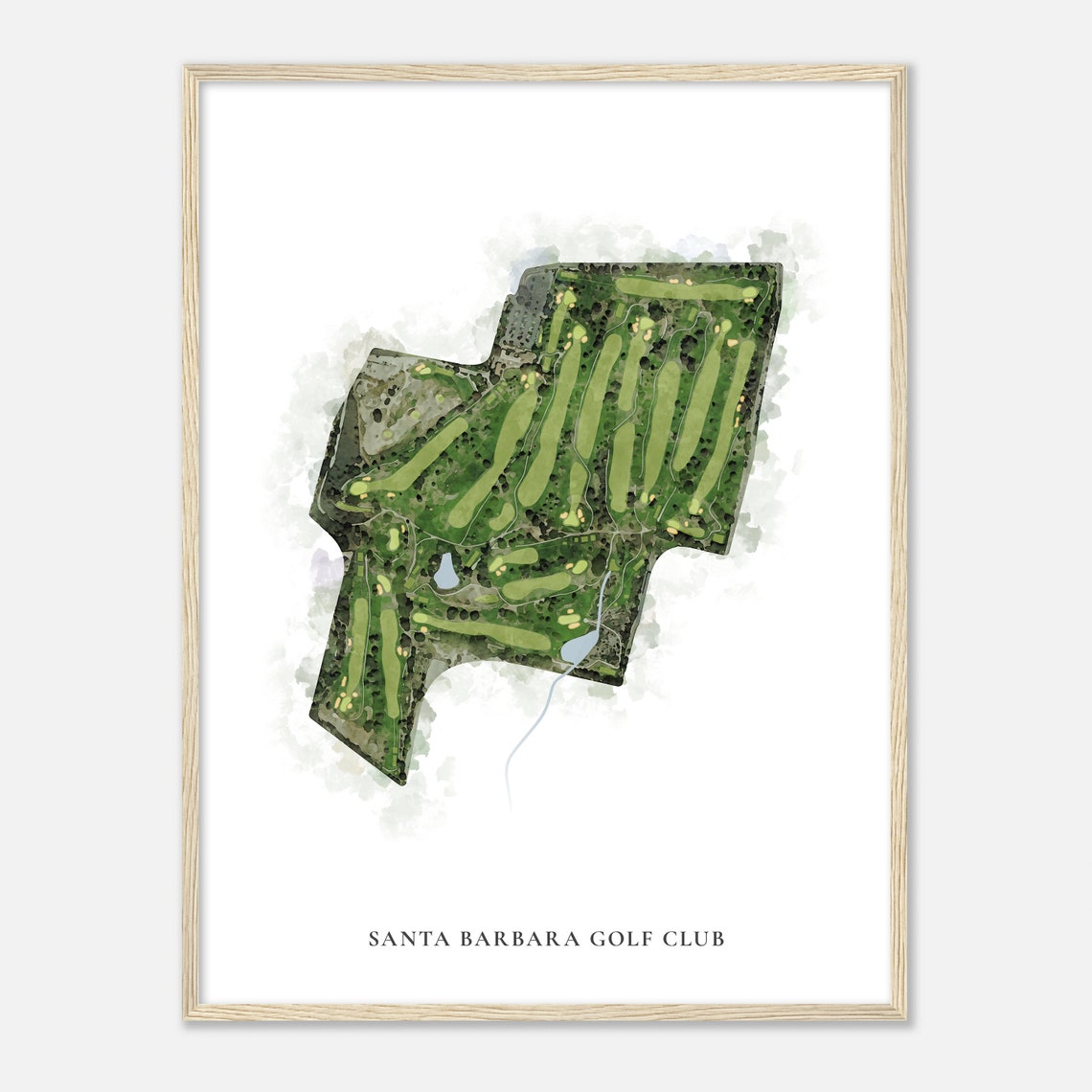 Santa Barbara Golf Club California Classic Watercolor Map Poster