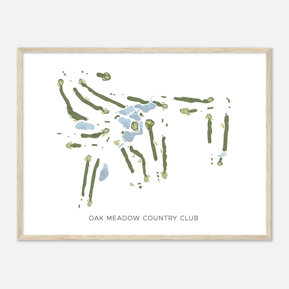 Oak Meadow Country Club Indiana Modern Watercolor Course Map Poster - Image 2