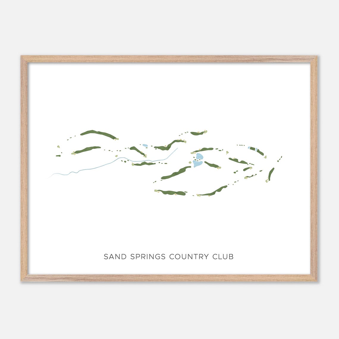 Sand Springs Country Club Modern Minimalist Watercolor Map Poster