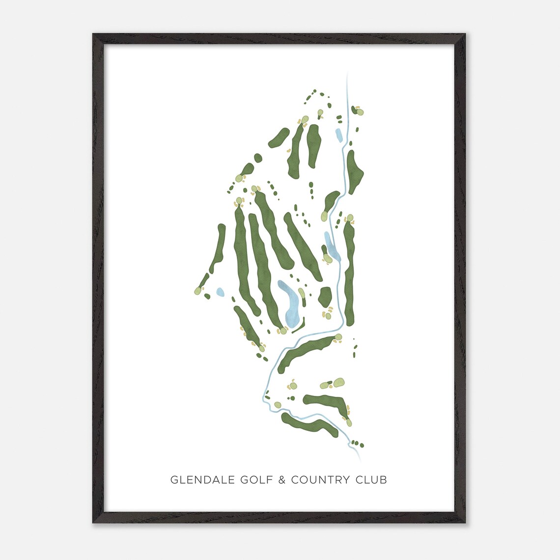 Glendale Golf & Country Club Canada Modern Watercolor Course Map Poster - Image 2