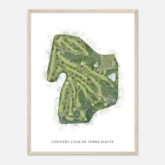 Country Club Of Terre Haute Indiana Classic Watercolor Map Golfer Gift Golf Wall Art Golf Poster Print Course Layout