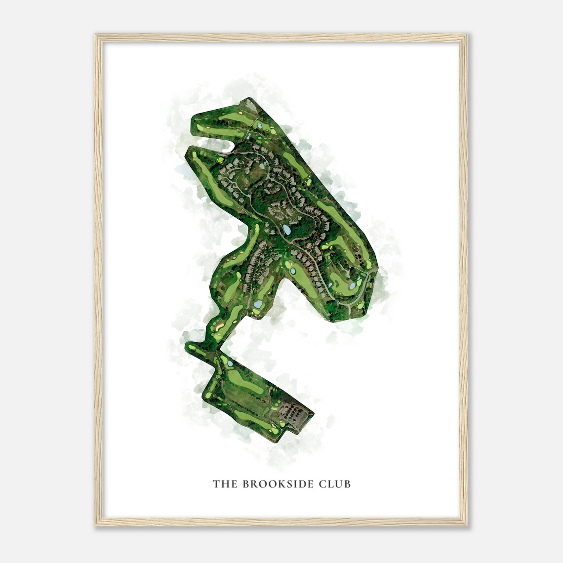 The Brookside Club Massachusetts Classic Watercolor Map Golfer Gift Golf Wall Art Golf Poster Print Course Layout