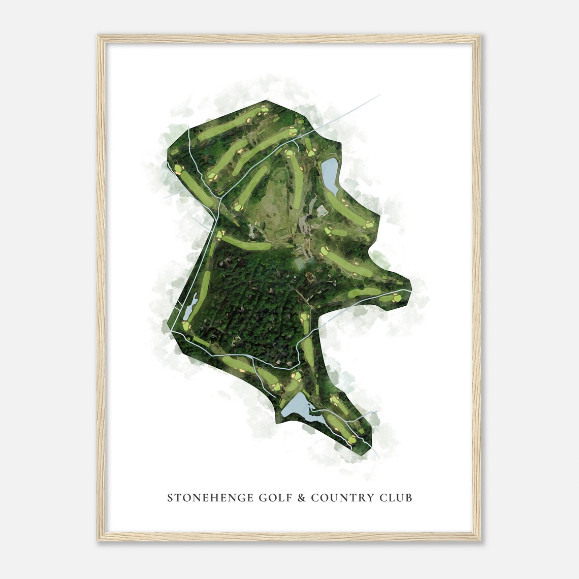 Stonehenge Golf and Country Club Aerial Watercolor Map Poster - Image 2